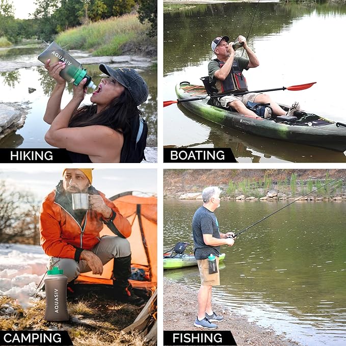 Gravity Water Filter Kit - HFM Carbon &amp Pre Filter Portable Squeeze Pouch - Reliable Camping &amp Hiking