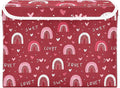 Valentine Hearts Rainbows Red Storage Box with Lid 1 PC Foldable Storage Bin with Lids Stackable Storage Bins Cube Closet Organizer Basket with Flip-Top Lid &amp Handles for Shoes Books Towels