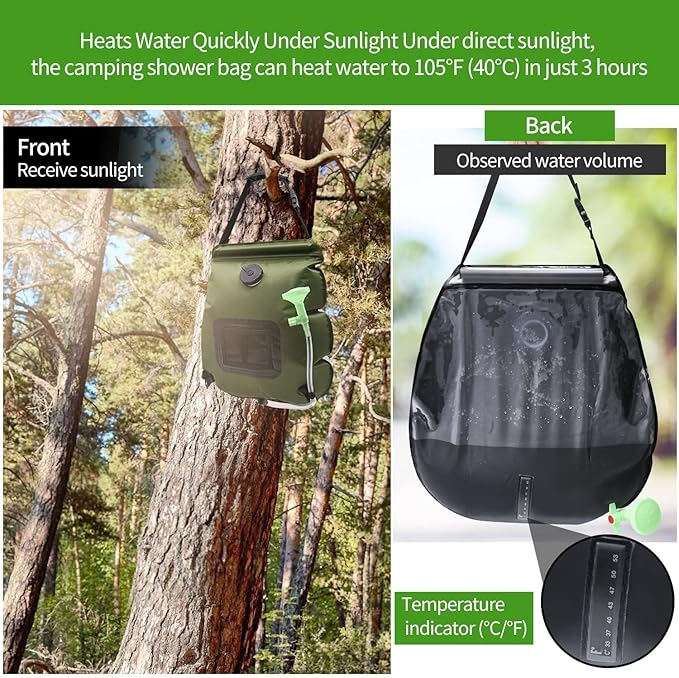 Camping EquipmentOutdoor 20L Solar Shower Bag Camping Picnic Water Storage Bag Shower PackageBeach Swimming Outdoor Traveling Hiking