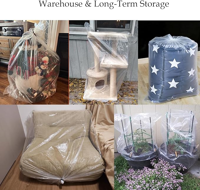 Clear Engine Storage Cover Bags Extra-Thick Heavy-Duty Transparent PE Protective Covers for Engine Storage and Workshop Use Available in 5-Pack or 10-Pack 39.4 x 47.2 in &amp 55.1 x 55.1 in