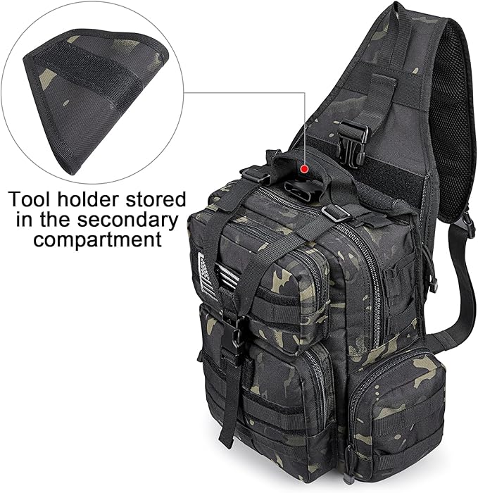 G4Free Large Tactical EDC Sling Bag Backpack Military Molle Bag Single Strap Shoulder Backpack for Men | EDC Adjustable Holder