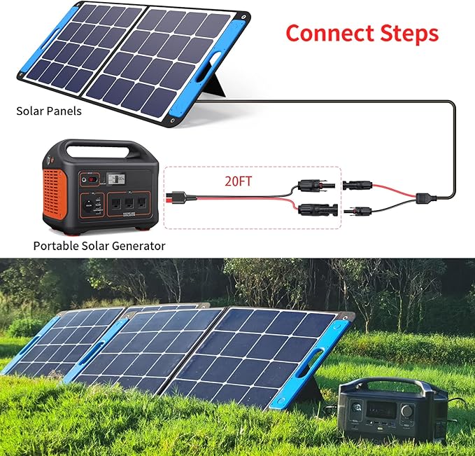 ELFCULB 10AWG 20FT Solar Panel Cable to Anderson Connector 2 6 10 20 35 50FT Solar Extension Cable for Portable Power Station Solar Generator Battery Pack(20FT)