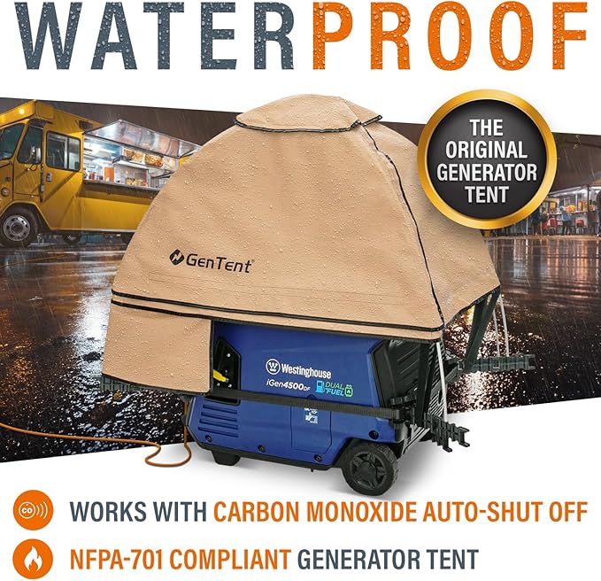 GenTent Inverter Running Cover – Generator Tent for Fully Encased Inverters (Tan Original - Standard)