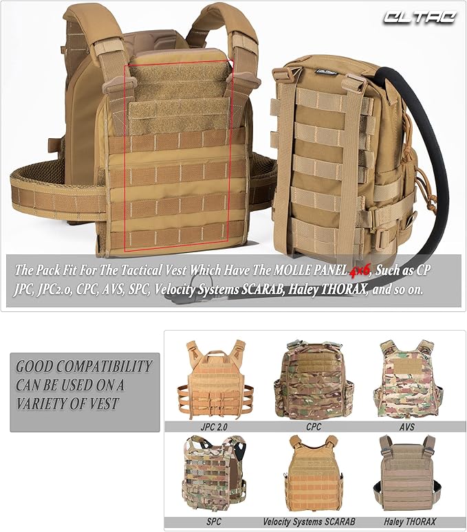 Tactical Small MOLLE Hydration Pack Outdoor Water Bladder Carrier Pack for Vest Backpack(Coyote Brown)