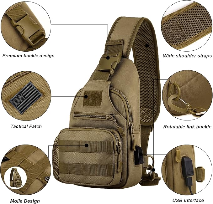 ZHIERNA Tactical Sling Crossbody Backpack + Tactical Briefcase Messenger Bag