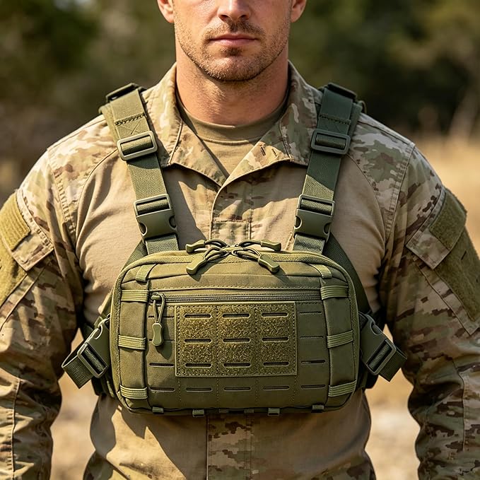 Tactical Chest Pack EDC Chest Bag Utility Molle Chest Rig Pouch with CCW Compartment Adjustable Strap Admin Pouch