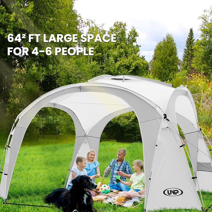 UNP Easy Beach Tent Pop Up Canopy UPF50+ Tent with Side Wall Ground Pegs and Stability Poles Sun Shelter Rainproof Waterproof for Camping Trips Backyard Fun Party Or Picnics