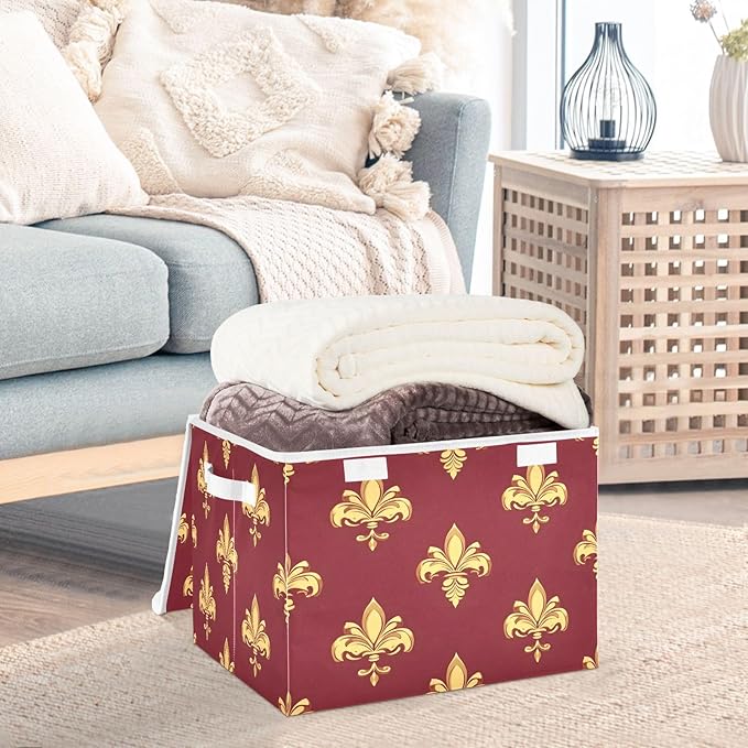 Graffiti Mardi Gras Logo Pattern Foldable Storage Baskets Fabric Boxes with Handle Organizers with Flip-Top Lids Storage Bins for Home Bedroom Office