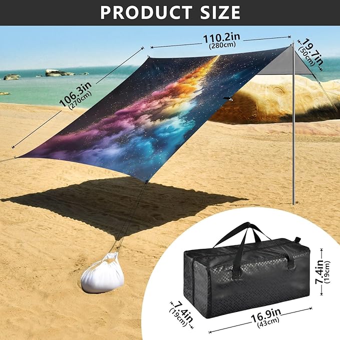 ALAZA Dreamy Christmas Tree Beach Tent Sun Shelter Portable Canopy Sunshade for Outdoor Camping Picnics Backyard Fun 10x9 ft