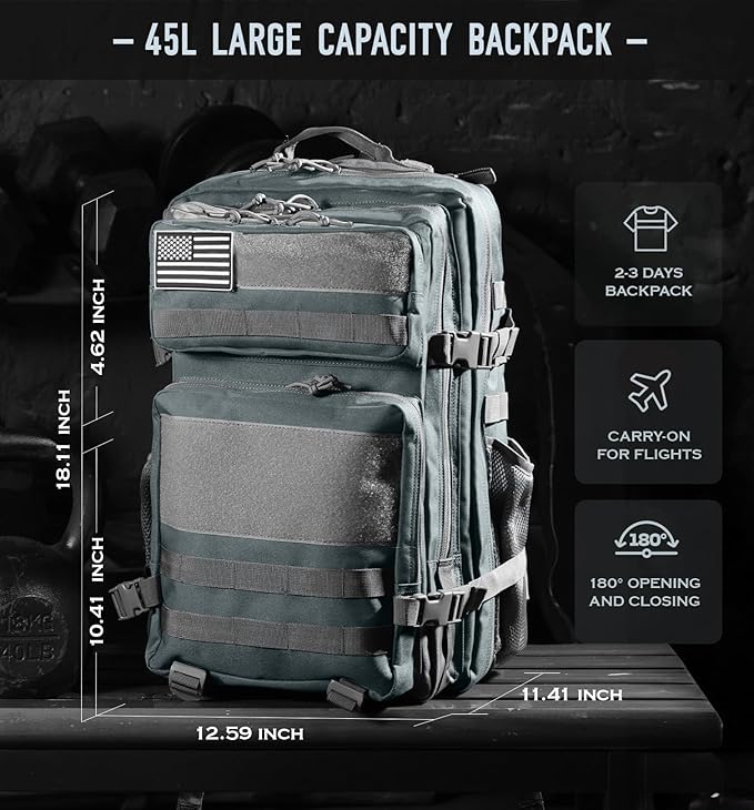 Military Tactical Backpack for Men 45L Molle Army 3 Days Assault Pack Bug Out Bag Water Resistant
