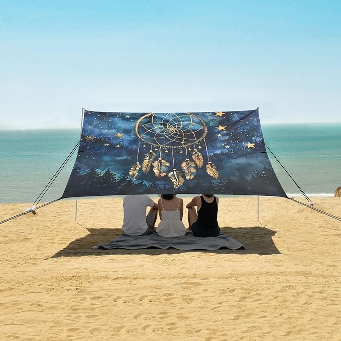 ALAZA Dream Catcher Stars Night Forest Beach Tent Sun Shelter Portable Canopy Sunshade for Outdoor Camping Picnics Backyard Fun 10x9 ft
