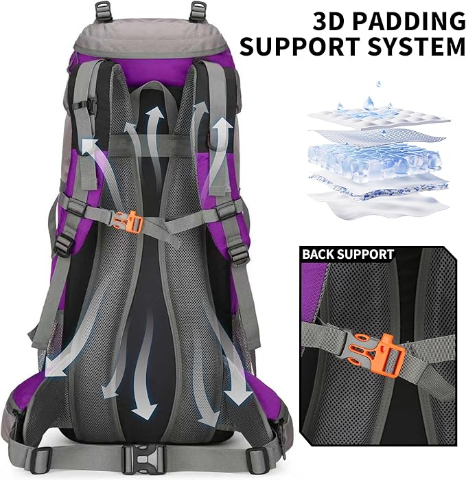 70L Camping Hiking Backpack with Rain Cover Waterproof Backpacking Backpack for Hiking Treeking Climbing Outdoor