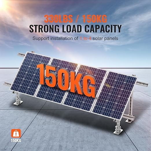 VEVOR Solar Panel Mounting Brackets 30-60 Adjustable Multi-Piece Brackets for 1-4PCS Panels Carbon Steel Ground Mount Stand for Farms RVs Boats Off-Grid System