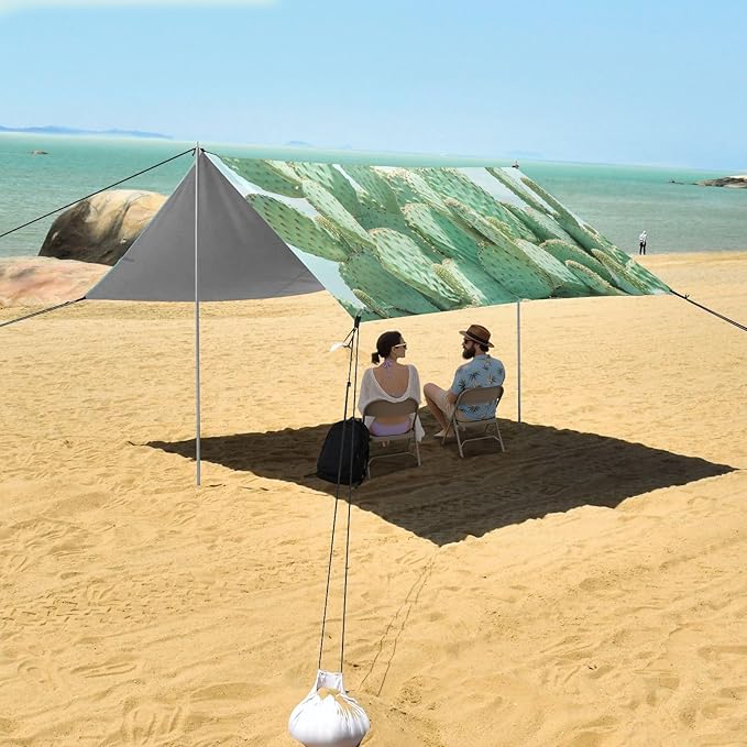 ALAZA Cactuses Bule Sky Beach Tent Sun Shelter Portable Canopy Sunshade for Outdoor Camping Picnics Backyard Fun 10x9 ft