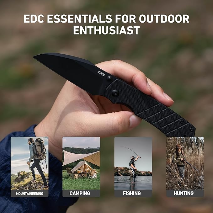 CJRB Kestrel Folding Pocket Knife with 3.31'' AR-RPM9 Steel Blade G10 Handle EDC Knife for Men Women Outdoor Survival Camping Hiking Designed by Ray Laconico(J1962 Black)