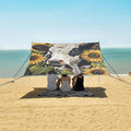 ALAZA Cow and Sunflower Beach Tent Sun Shelter UPF50+ Protection Beach Shade Canopy w/ 4 Sandbags for Outdoor Camping Fishing Backyard Fun Picnic 10x9 ft