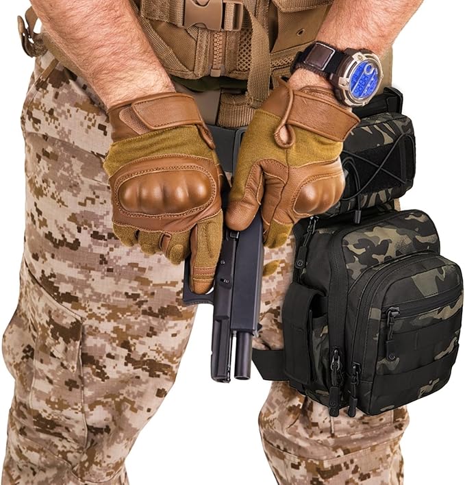 Tactical Waterproof Drop Leg Bag Adjustable Thigh Pouch with Quick Release Buckles Polyester Waist Pack Perfect for Fishing Hiking Camping and Outdoor Photography