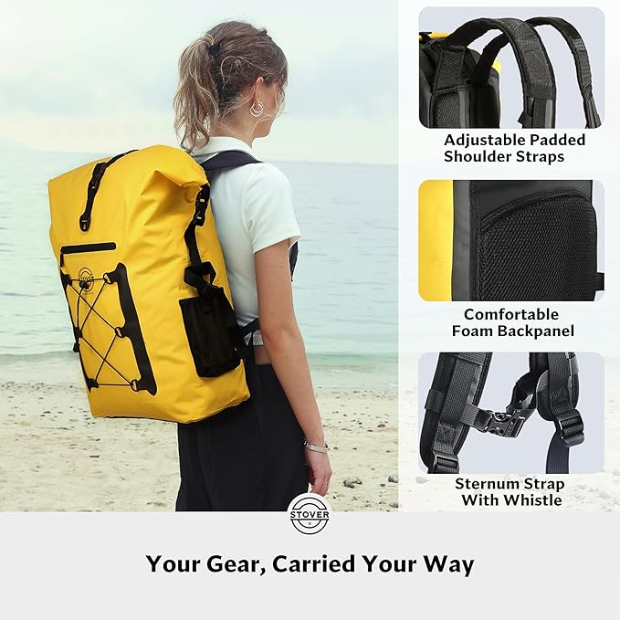 STOVER 5/10/25/30/40/55L Waterproof Dry Bag- Roll-Top Backpack w/Phone Case- Kayaking Hiking Camping Boating- Men/Women