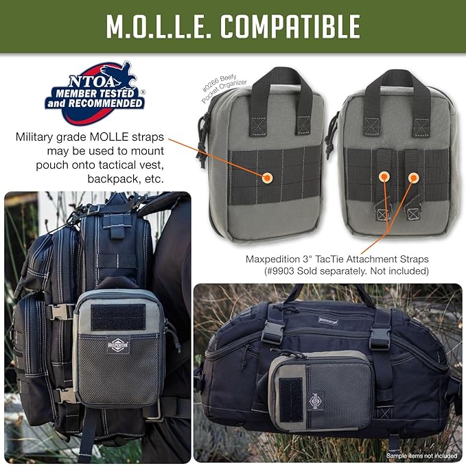 MAXPEDITION Beefy Pocket Organizer Compact MOLLE-Compatible 1000D Nylon Tactical Pouch Everyday Carry Tool and Gear Storage for Outdoor Tactical Survival 0266