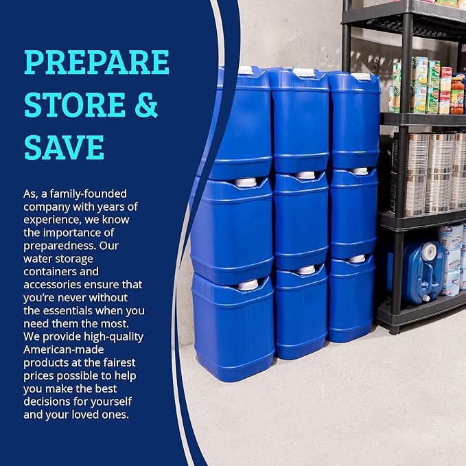 5-Gallon Stackable Water Storage Containers Emergency Water Storage for Camping and Disaster Preparedness 40 Gallons