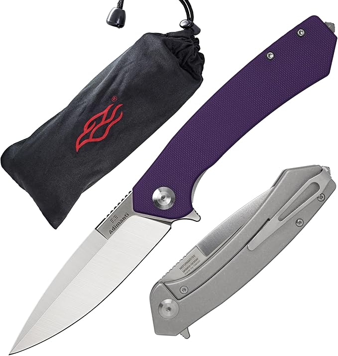 Firebird GANZO Adimanti Skimen Pocket Folding Knife G10 Handle with Clip and Glass Breaker D2 Steel Blade Hunting Fishing Camping Outdoor EDC Knife (Purple)