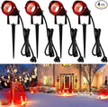 Rossesay 4 Pcs Christmas Red Spotlight Outdoor Plug in Landscape Lighting 12w Ip66 Waterproof LED Lights with Spiked Stand 270° Adjustable Outdoor Spot Lights for Yard Lawn Garden Tree Flags Holiday
