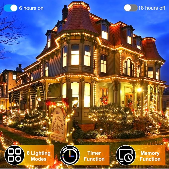 509FT Christmas Lights Outdoor 1350 LED Christmas Tree Decorations Lights with 8 Modes &amp Timer Memory Plug In Clear Wire Waterproof LED Xmas Lights for Yard Trees Wedding Party Holiday (Warm Whit