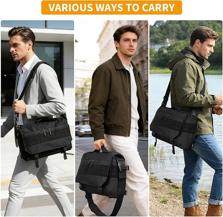 HUNTVP Messenger Bag Tactical Messenger Bag Men Canvas Shoulder Crossbody Military Laptop Bag for Work Outdoor Camping Hiking