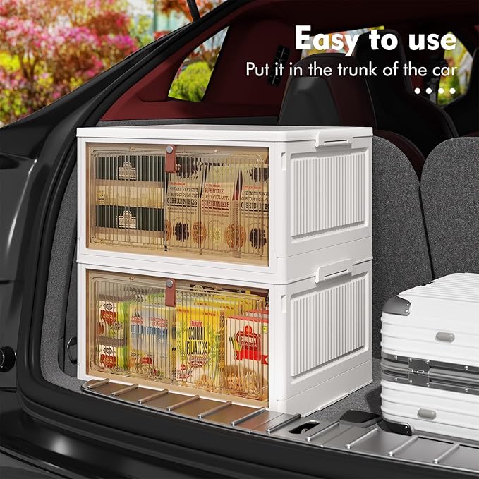 4 Tier Plastic Storage Bins with Lids 28QT Stackable Wheeled Collapsible Closet Organizers for Living Room Office Dorm