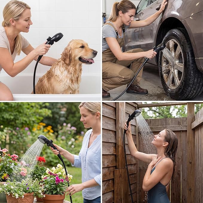 Portable Shower for Camping with Immersion Water Heater 6000mAh Rechargeable Camping Shower Pump with Intelligent LED Display Outdoor Camp Shower Pump for Hiking Traveling Car Washing Pet Bath