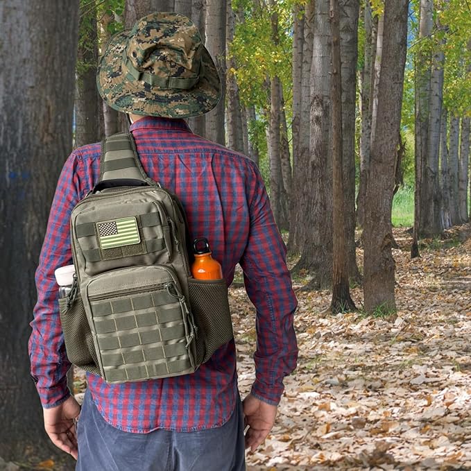 Tactical Shoulder Sling Bag Small Chest Pack 13L Backpack for Men Outdoor Sports Olive