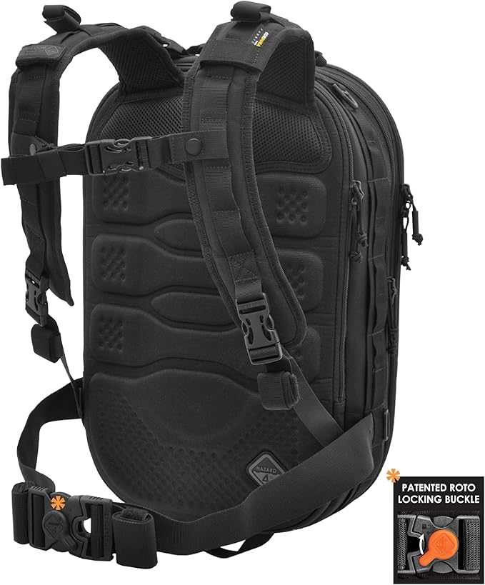 HAZARD 4 Pillbox™ Tactical Backpack – Heavy Duty Military Survival Pack for Men and Women – EDC Rucksack for Laptop Motorcycle Outdoor Bug Out Gym Range Travel and Camping – 29.5 Liter Black
