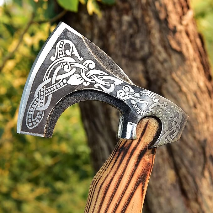 SS SMART &amp SHARP SPORTS INC Custom Handmade High Carbon Steel Viking Axe Real HatchetGift for hIm17.5 inches SS-17603 (Medieval Axe)