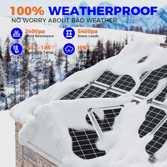 Voltset 100W 12V Solar Panel High Efficiency 9BB Cell Monocrystalline Solar Panels IP67 Waterproof Suitable for RV Marine Rooftop Home Yacht Off-Grid Applications (100W Single Panel)