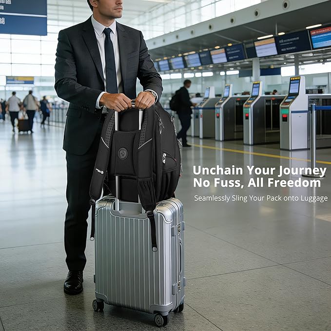 Swissdigital Design Travel Backpack for men with Apple Find My TSA Friendly USB Charging RFID Protection Business Backpack Fits 15.6 Laptops Black | J149508F-BR