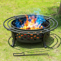 Panovue 36 Inch Fire Pit with 2 LoopsCrossweave Wood Burning Fire Pits for Outsidewith Spark ScreenFire PokerRound Outdoor Firepit for PatioYardGardenCampingBonfire(36''Black)