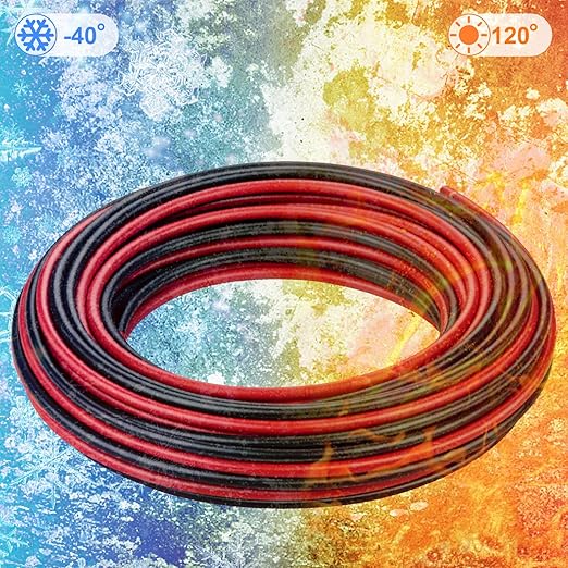 12AWG (4mm²) Tinned Copper PV Extension Cable - Solar Panel Connection Wire for Outdoor RV Marine Automotive Boat (50FT Black + Red Pair)