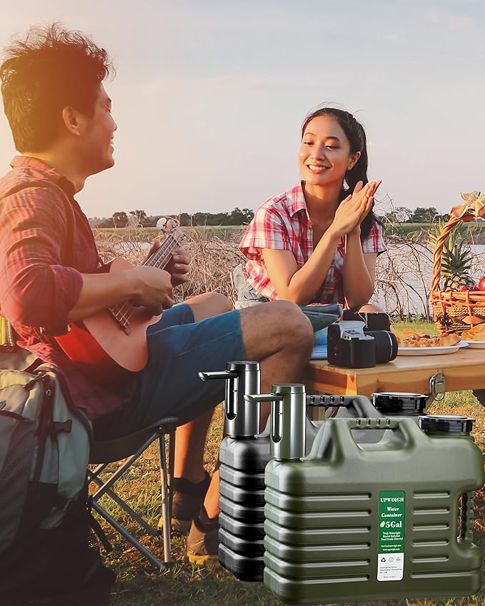 Portable 5 Gallon Water Jug with Automatic Touch Control PumpTruly No Leakage Water Container with SpigotType-C Rechargeable Black Water Pump Gear for Outdoors Camping Hiking