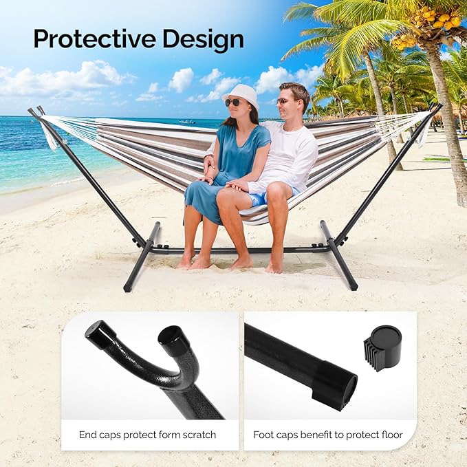 ONCLOUD 9 FT Hammock Stand Only Heavy Duty Adjustable Indoor Outdoor Space Saving Steel Stand with Carrying Case Universal Hammock Stand with 450 Pounds Capacity for Garden (Black)