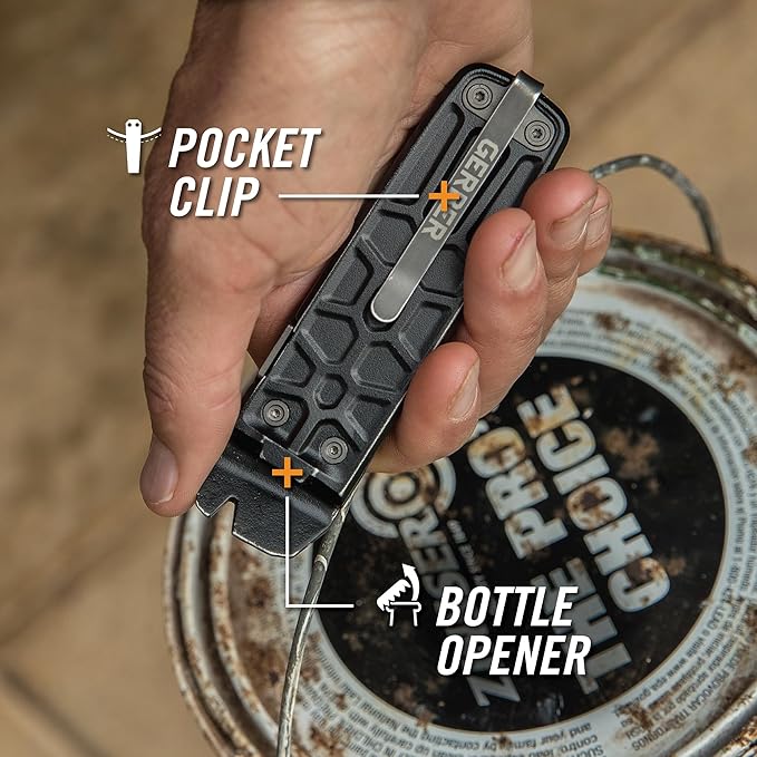 Gerber Gear Lockdown Slim Pry 7-in-1 Keychain Multitool Compact EDC Mini Pocket Knife with Pry Bar Burnt Bronze