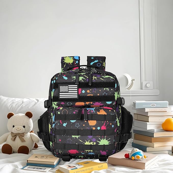 9L Mini Tactical Backpack for Men and Women Tactical Backpack Small for Hiking Small Tactical Bag (Fluorescent Tie Dye)