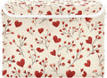 Valentine Hearts Flowers Beige Storage Box with Lid 1 PC Foldable Storage Bin with Lids Stackable Storage Bins Cube Closet Organizer Basket with Flip-Top Lid &amp Handles for Shoes Books Towels