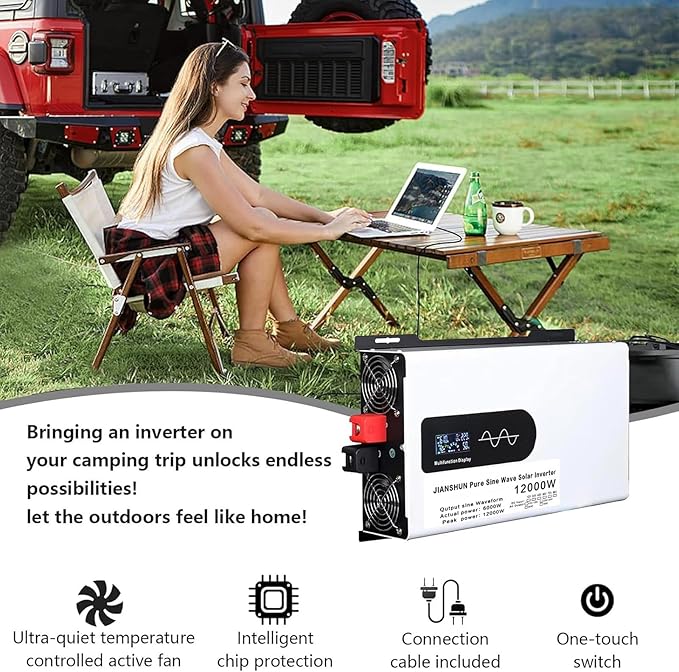 6000W/8000W/10000W/12000W Hybrid Solar Inverter DC 12V/24V/48V/60V/72V/96V to 110V-120V AC Split Phase Inverter with Pure Sine Wave Parallel Inverters for Home Energy Storage24V-12000W