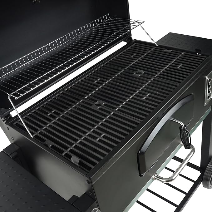 Grill Boss Charcoal Grill with Large 32-Inch Cooking Area - Includes Warming Rack Side Shelves Bottom Storage and Wheels for Outdoor BBQ Tailgating Camping &amp Backyard Grilling