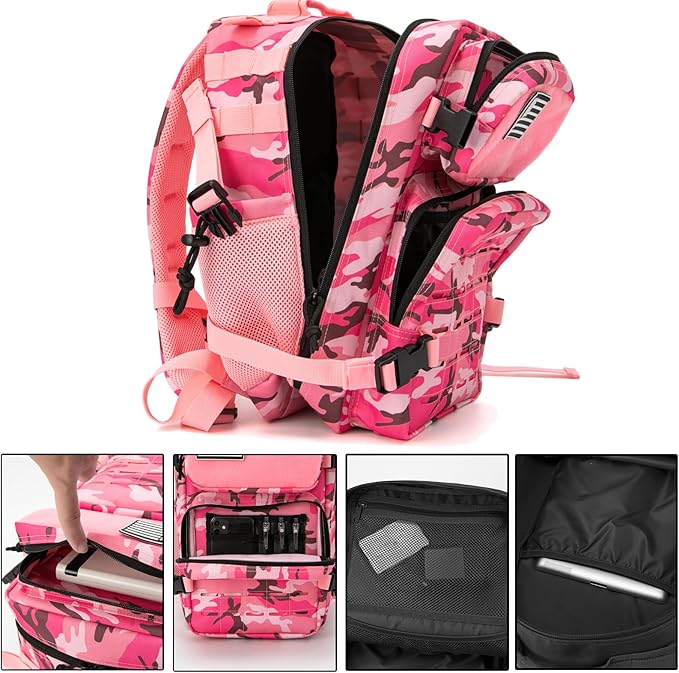 QT&ampQY 25L/45L Military Tactical Backpack For Men Molle Daypack 3 Day Bug Out Bag Hiking Rucksack With Bottle Holder