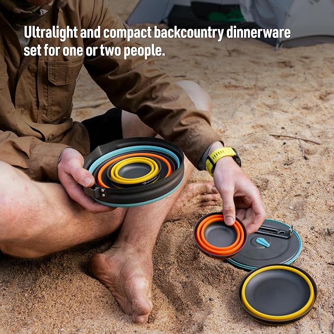 Sea to Summit Frontier Ultralight Collapsible Dinnerware Set 1-Person (Medium Bowl Large Bowl Cup)