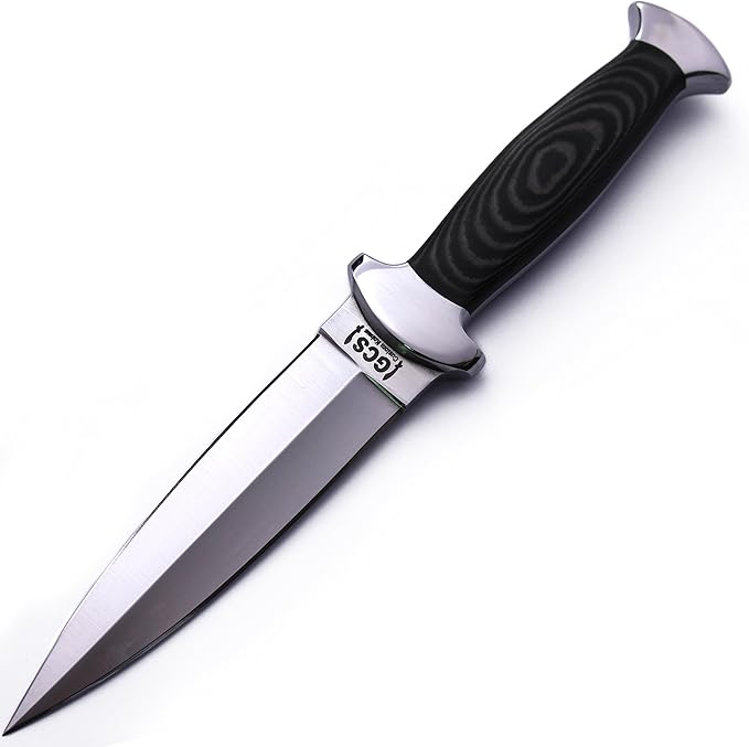 GCS Handmade Micarta Handle D2 Tool Steel Tactical Hunting Knife with leather sheath Full tang blade designed for Hunting &amp EDC GCS 183