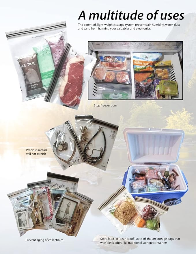 LOKSAK - aLOKSAK Bags - Large Multi-Pack Waterproof Storage Bags Airtight Dry Bags - Large Reusable Plastic Bags - Travel Bags - Evidence Bags (3 Pack)