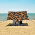 ALAZA Light Brown Tiger Prints Beach Tent Sun Shelter UPF50+ Protection Beach Shade Canopy w/ 4 Sandbags for Outdoor Camping Fishing Backyard Fun Picnic 10x9 ft