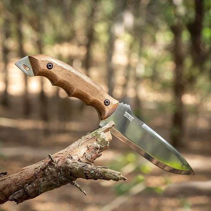BPSKNIVES HK2 CSH - Handmade Carbon Steel Knife - Fixed Blade Full Tang Camping Knife - Hunting Bushcraft Knives With Leather Sheath - Outdoor Scandinavian Camp Knives